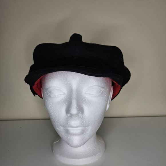 Vintage Liz Claiborne Wool Newsboy Cap Paperboy Hat Black With Bow Detail - Picture 8 of 13
